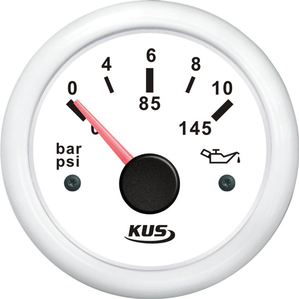 Kus oljetryck vit 0-10bar, 10-184 & 240-33ohm, 12/24V