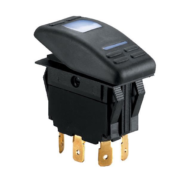 Kontakt 4-polig med LED -(on)- off 12 V max 15a