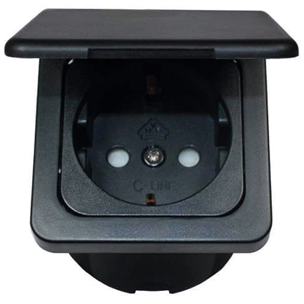 Eluttag 220V med lock svart