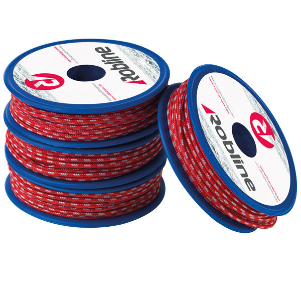 Robline Mini line med UHMWPE 1,7 mm Röd/Silver låda 10x10 m
