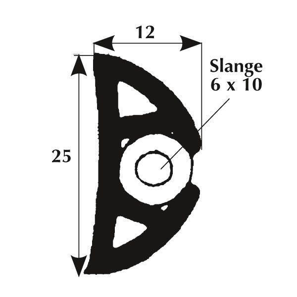 Fenderlist 25 x 12mm svart