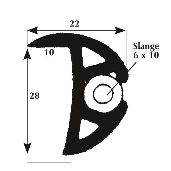 Fenderlist med läpp 25 mm svart