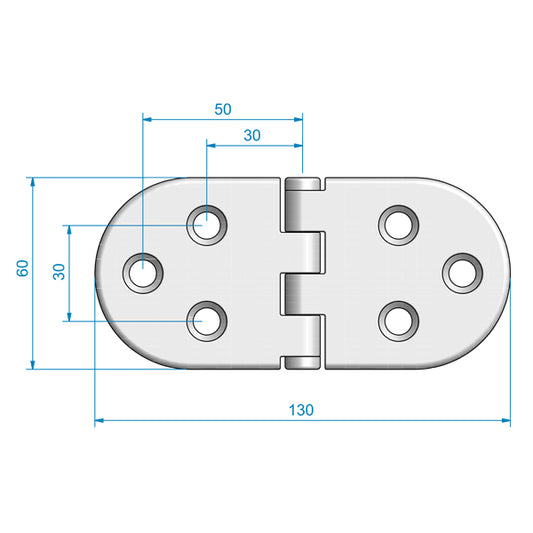 Roca gångjärn 60x130mm AISI 316