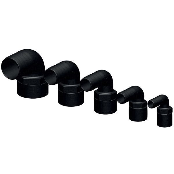 Trudesign 90° slangstos 25mm svart 1 innergänga