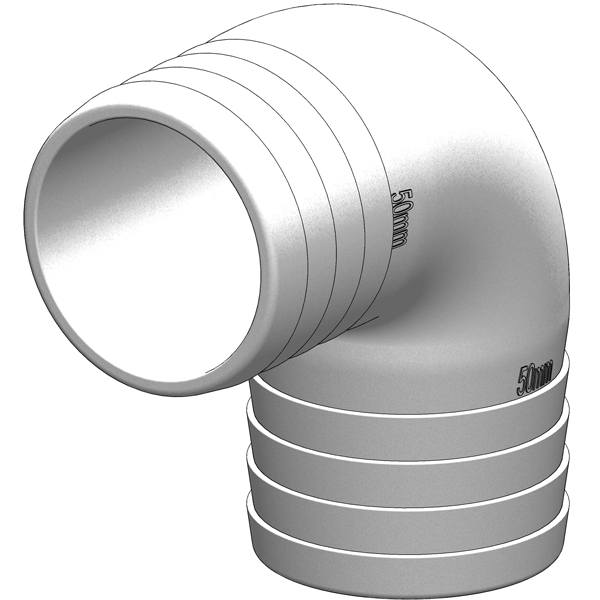 Trudesign Vinkelstycke 90° 50mm vitt