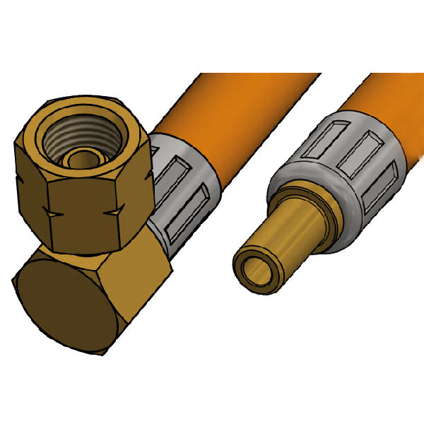 Gasolslang 80cm med 1/4 vinklad koppling + Ø8mm rör