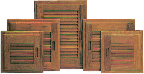 Jalusidörr i teak med ram. hö 35,5x35,5 cm