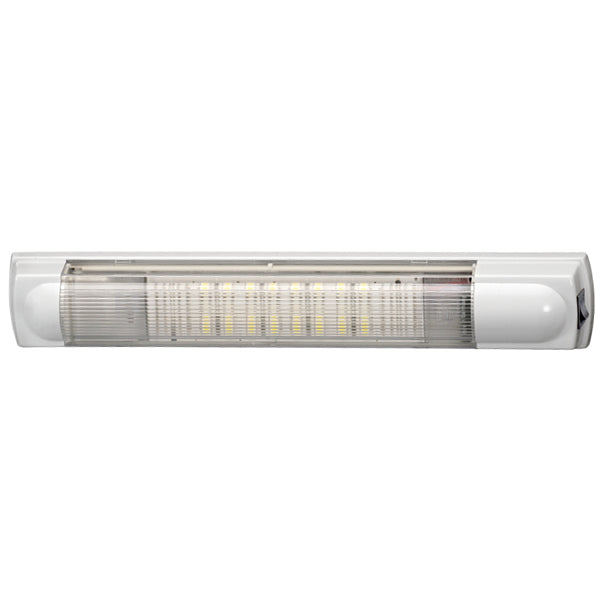 Hella vit LED fluo armatur med strömbrytare 10-31V 3