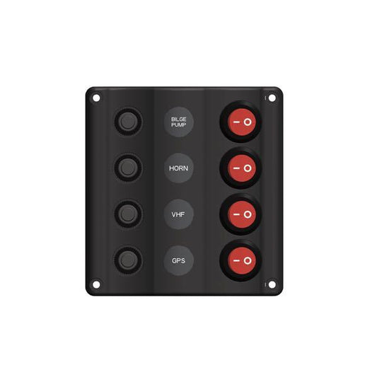 Strömpanel "våg" 4 brytare med automatsäkring