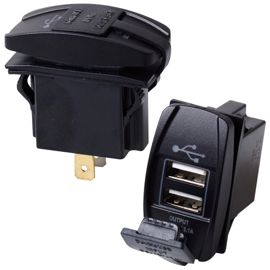 Kontakt med 2 st 3,1Amp usb-uttag, ingång 6-30 V