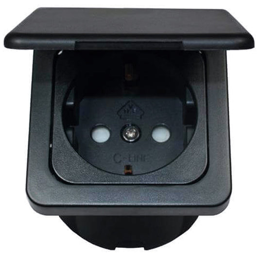 Eluttag 220V med lock svart