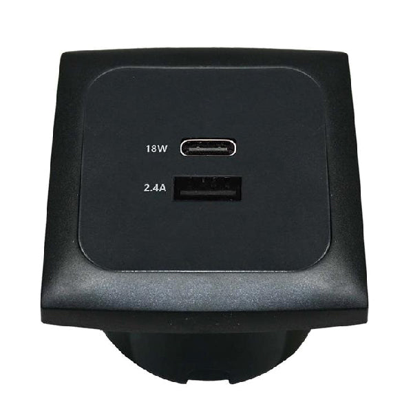 Strömuttag f inbyggn 12/24v USB