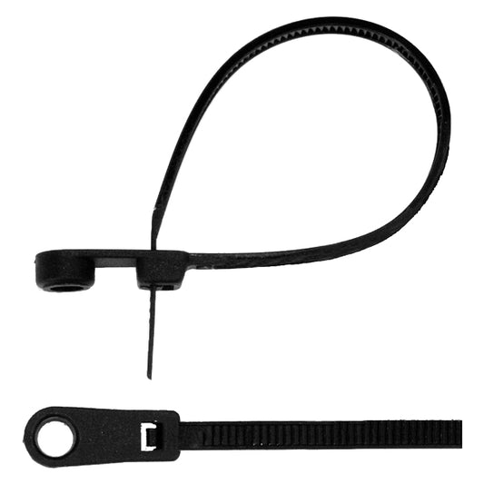 Buntband svarta med hål 145 x 3,6 mm-20 st