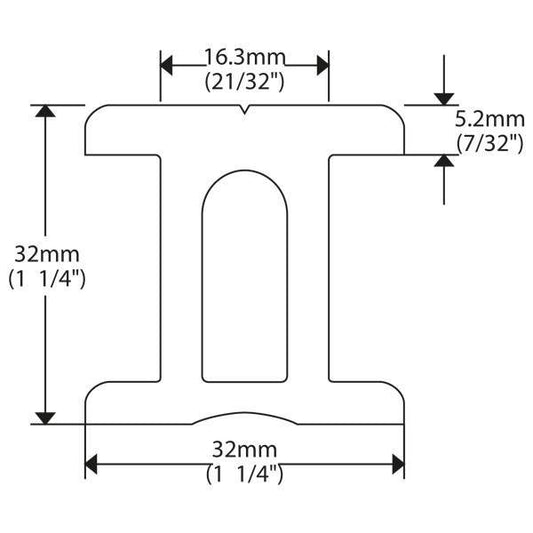Ronstan I-skena 32 mm, 2,0 m