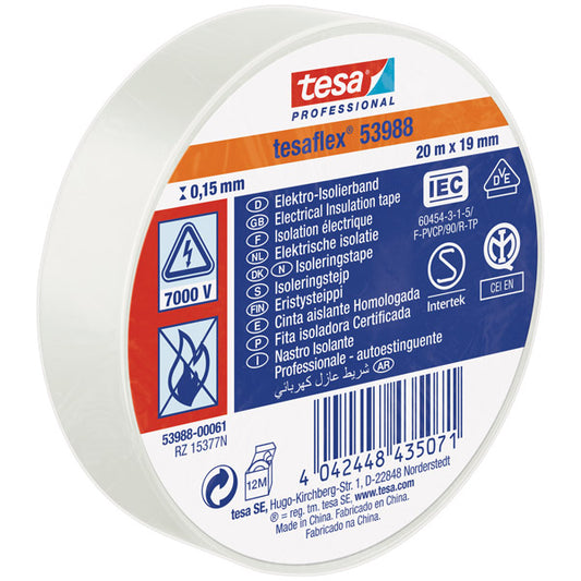 Eltejp tesa,  vit 19 mm x 20 m